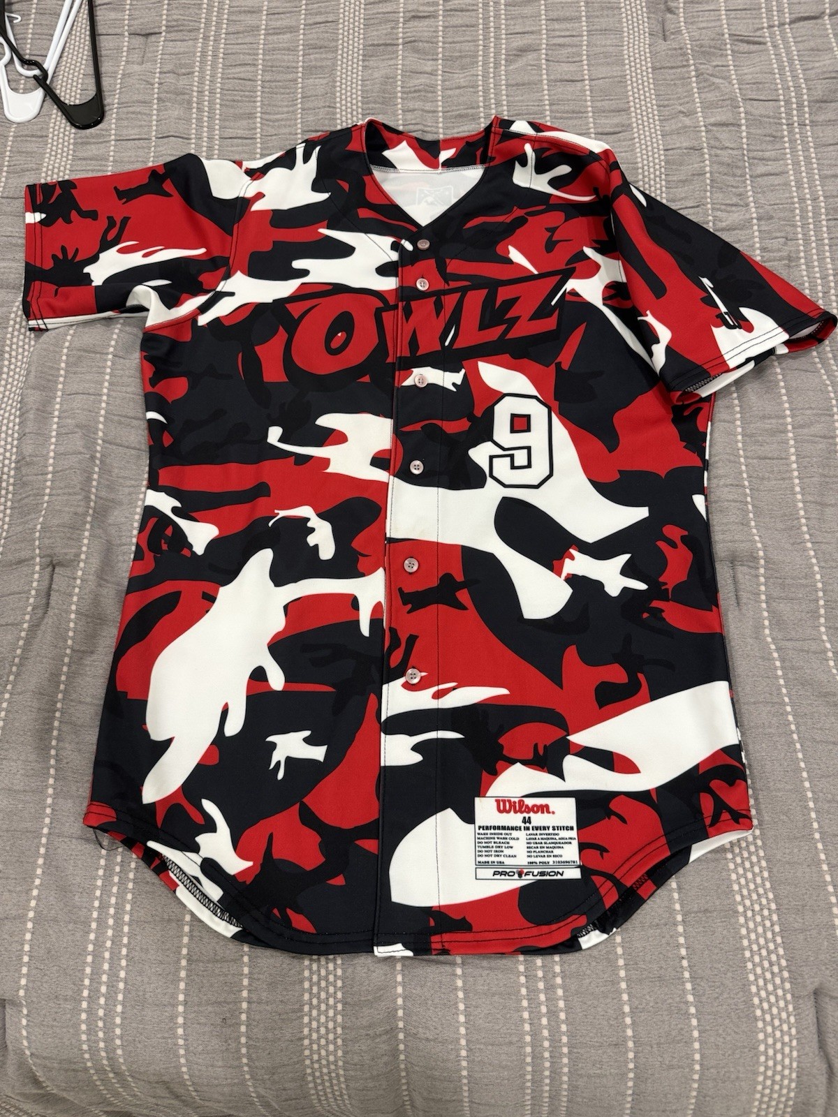 Wilson Orem Owlz #9 Issued Baseball Jersey Size 44 Camo Angels