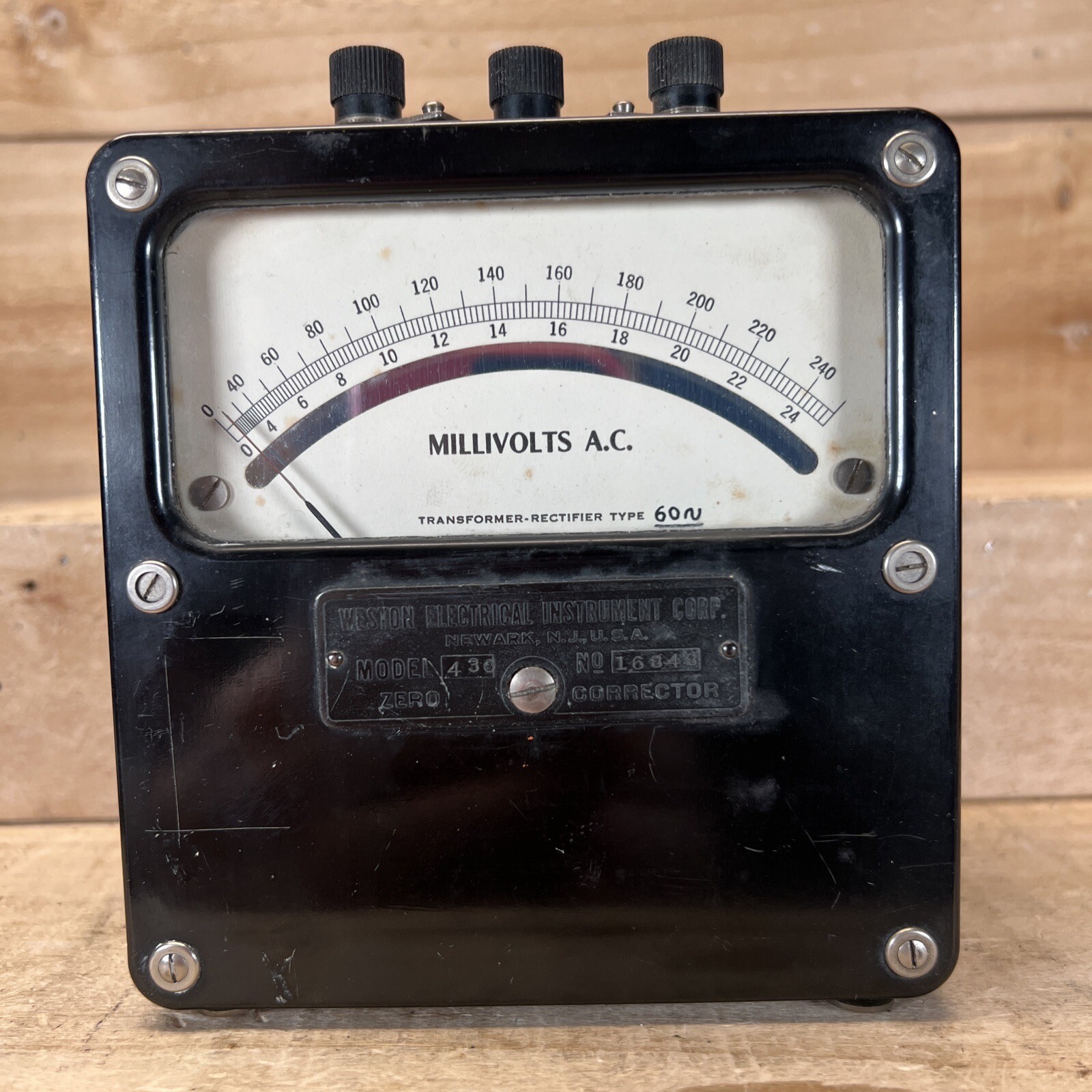 Vtg Weston Electrical MILLIIVOLTS A.C. Meter Model 430 #16848 Zero Corrector