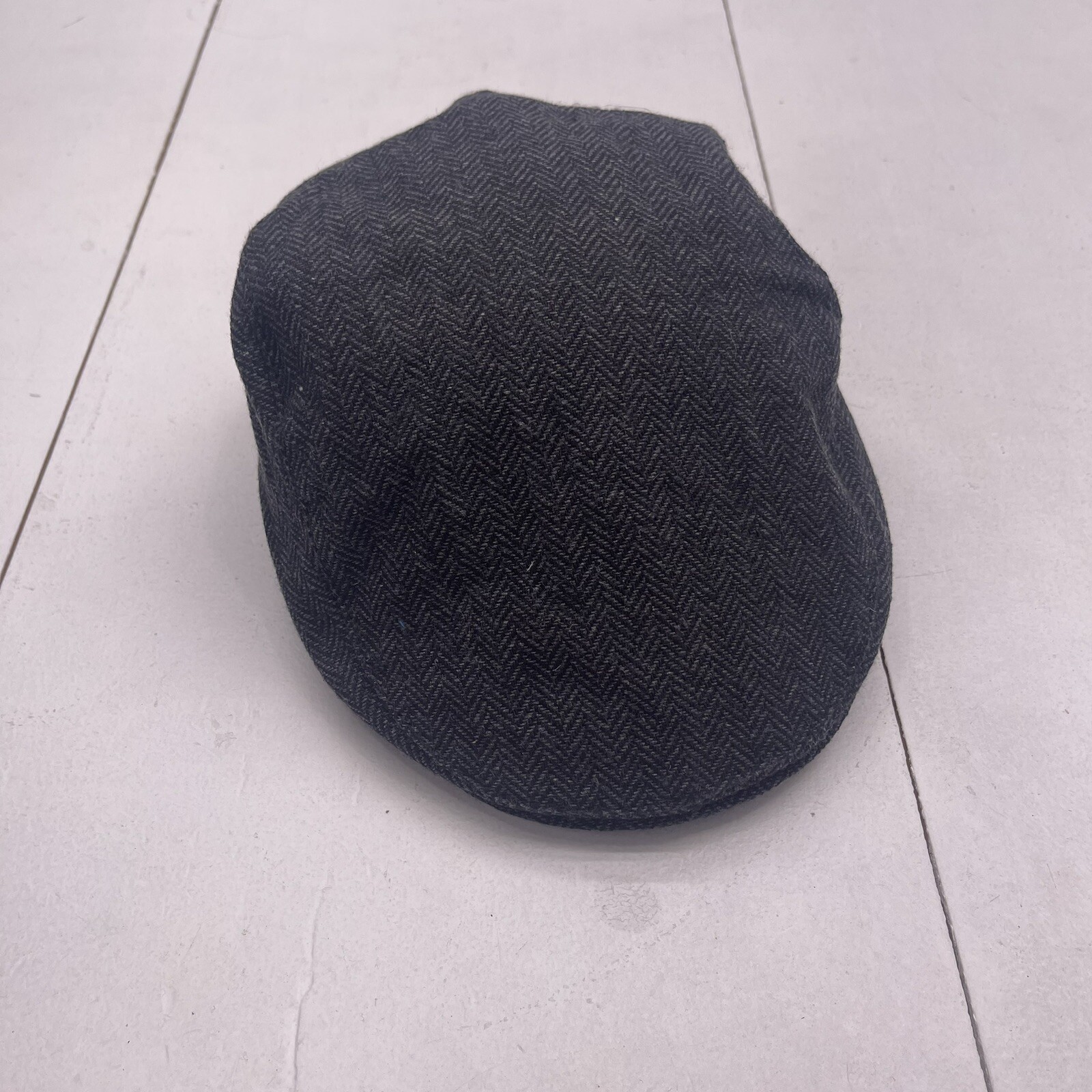 Unisex Kids Dark Gray Herringbone Printed Newsboy Hat Size 60
