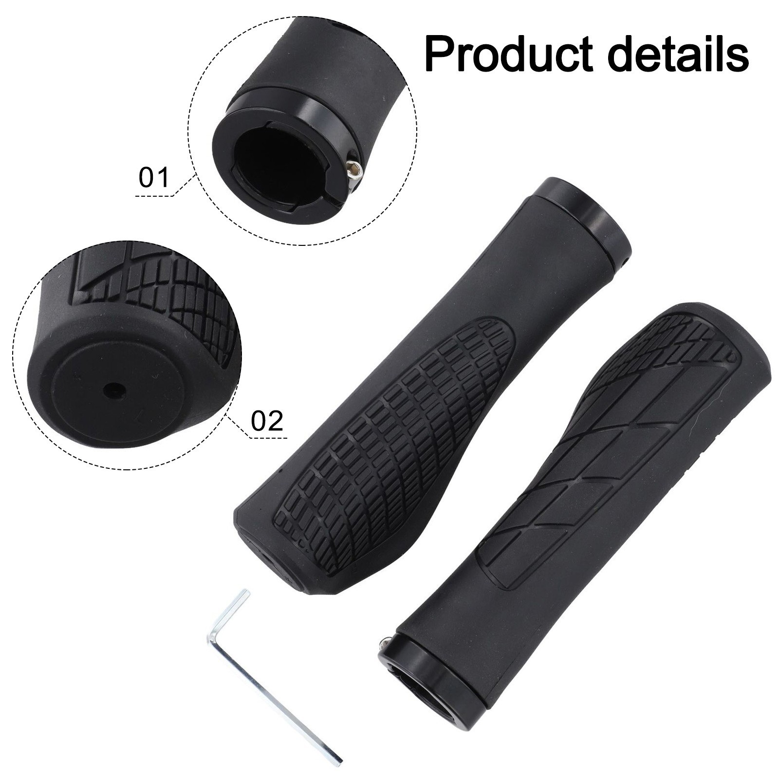 Rubber Bicycle Handlebar Grips Pair NonSlip for 22mm Diameter Handlebars