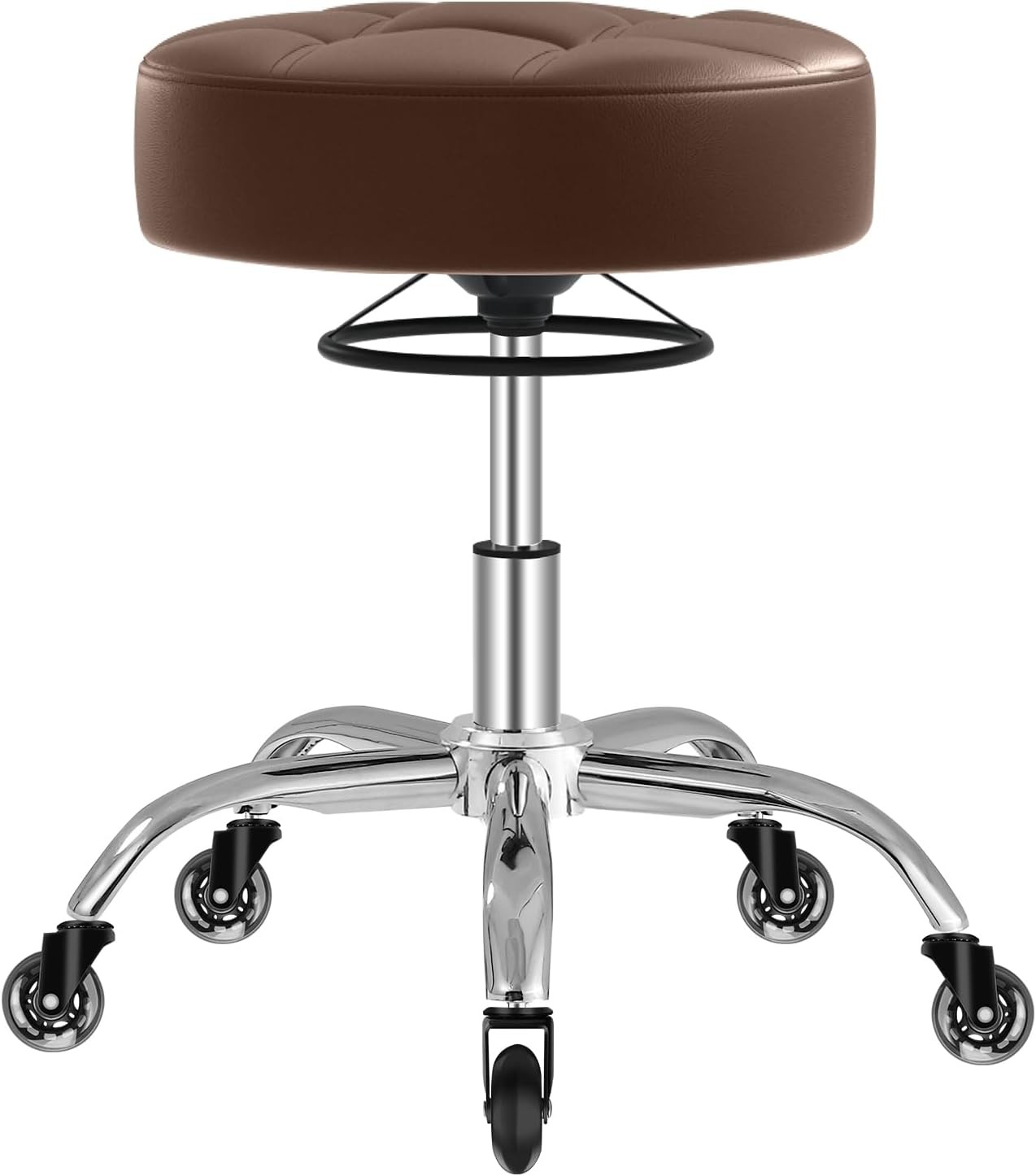 Rolling Stool Heavy Duty 400lb Super Soft Seat Cushion,360° Swive,Height