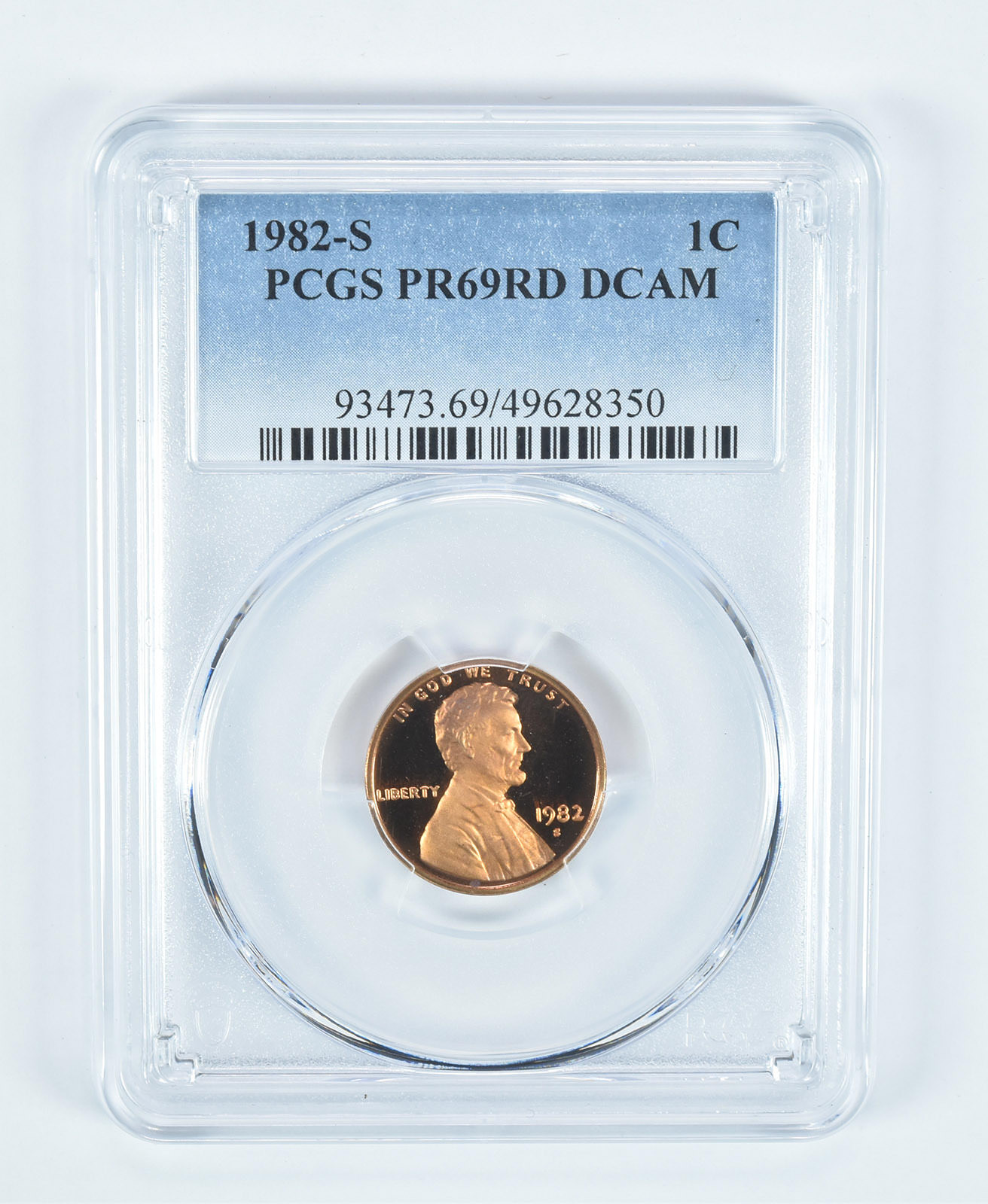 1982-S Lincoln Memorial Cent PR69 RD DCAM PCGS Blue Label