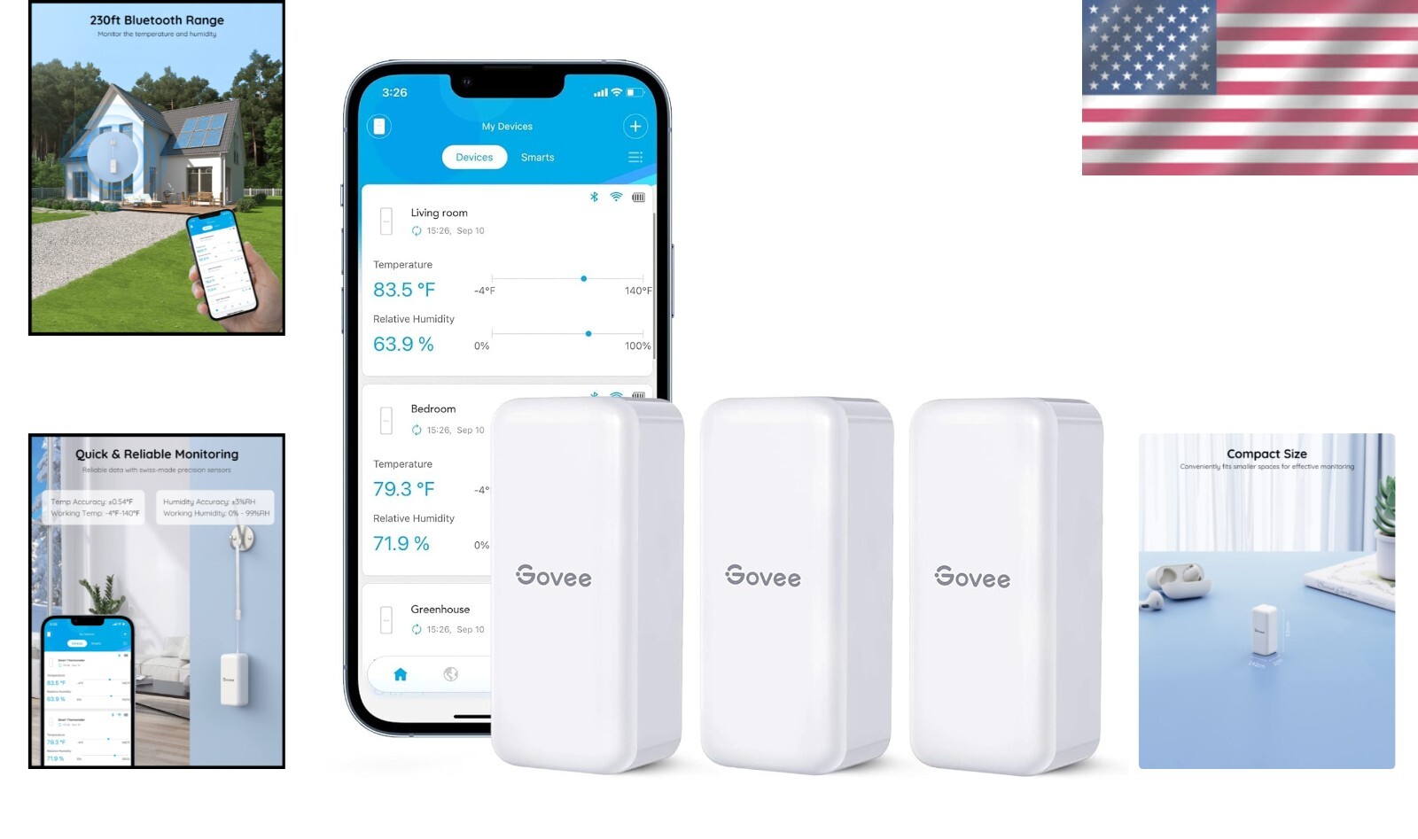 Smart Temperature & Humidity Sensor Pack with Bluetooth Alerts and Cloud Storage