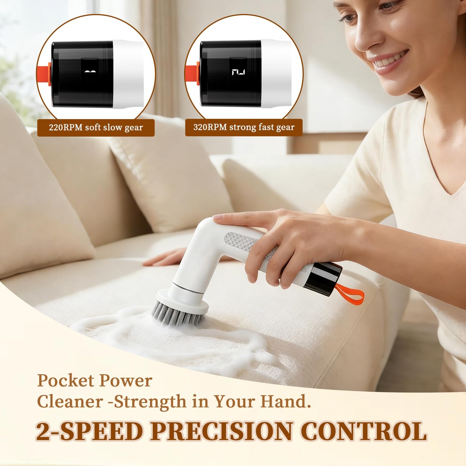 S3 Electric Spin Scrubber: Cordless Handheld Power Brush with 5 Interchangeab...