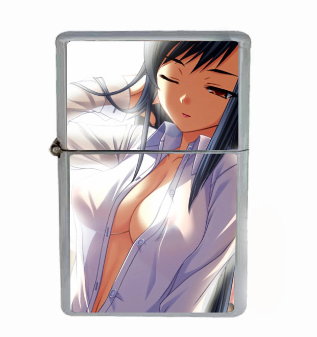Anime Girl Rs1 Flip Top Oil Lighter Wind Resistant