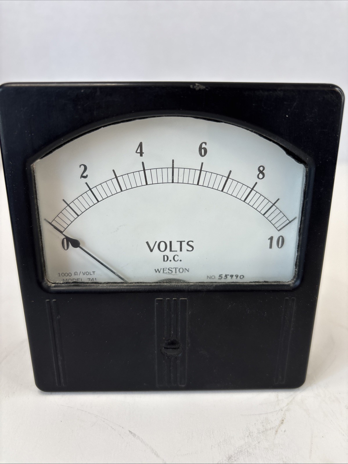 Weston DC Voltmeter Model 741 w/Mounting Hardware 0 - 10 Volts. Untested.