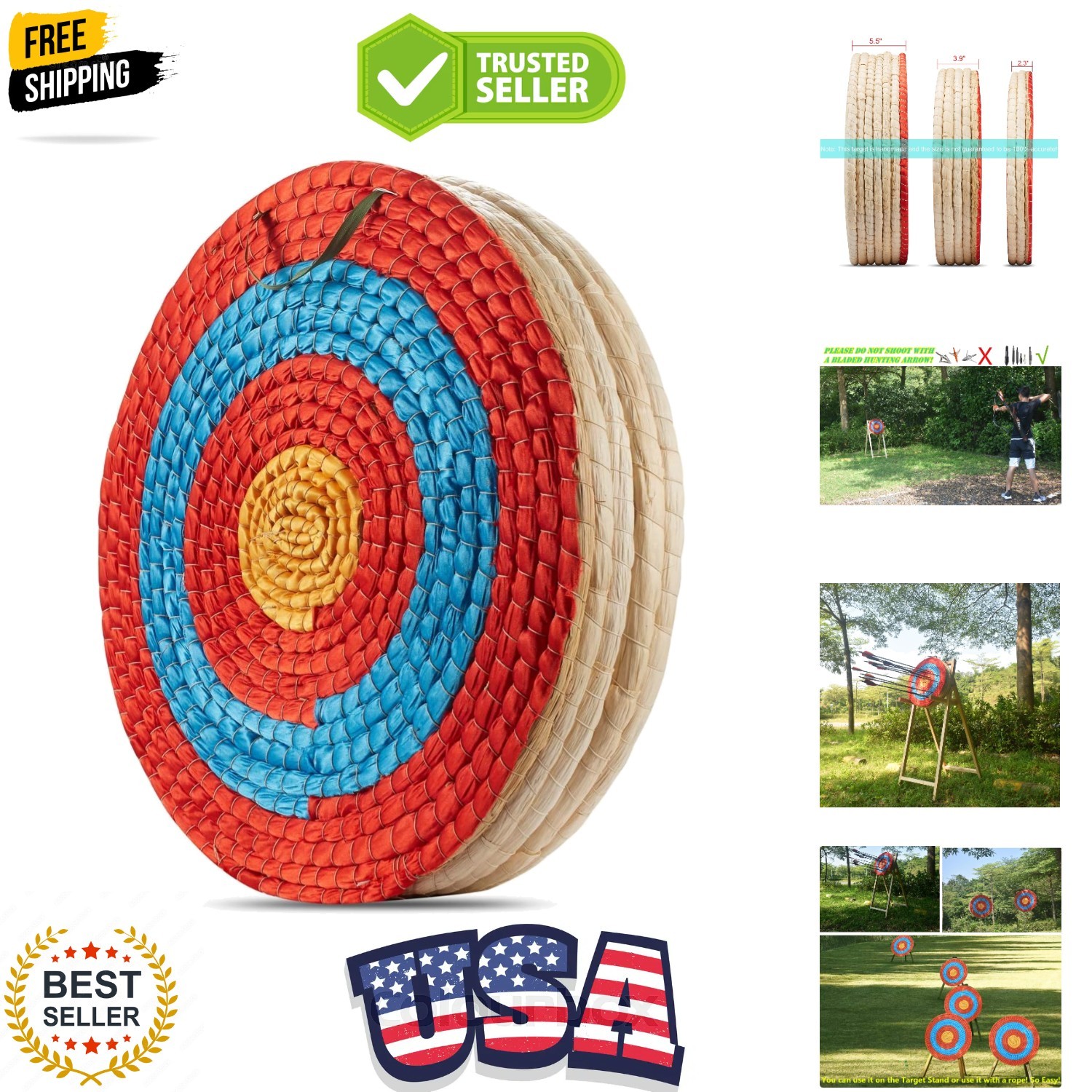 Traditional Hand-Made Straw Archery Target,Arrow Target for Recurve Bow Longb...