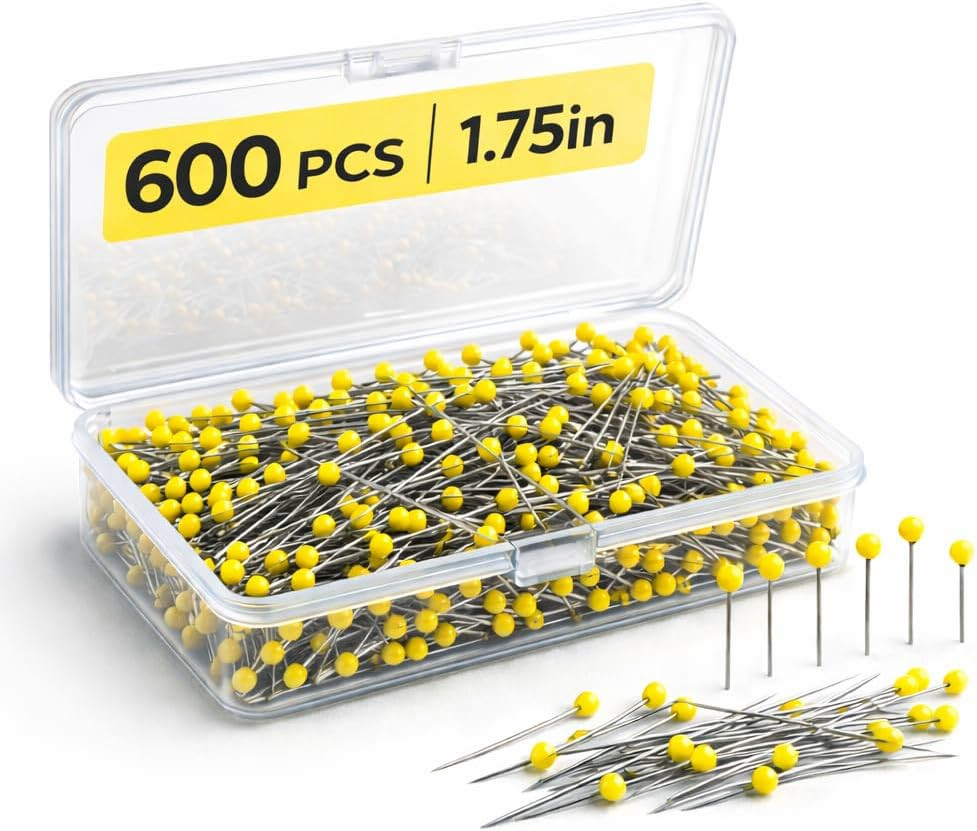 Sewing Pins with Heads, Sewing Pin for Fabric, Quilting Pins Long, Straight Pins