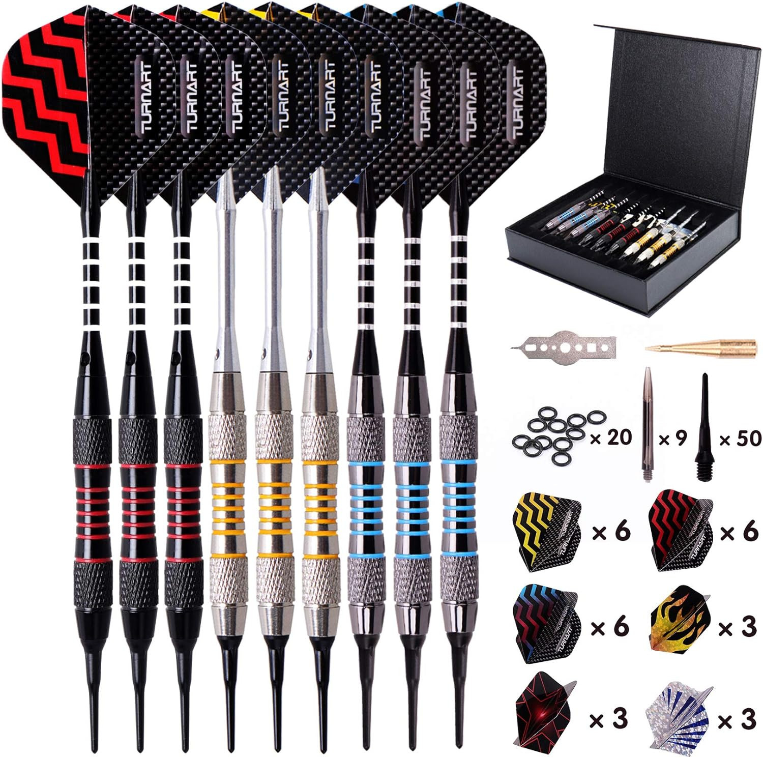 Turnart Darts Plastic Tip - Professional Soft Tip Darts Set for Electronic Dartb