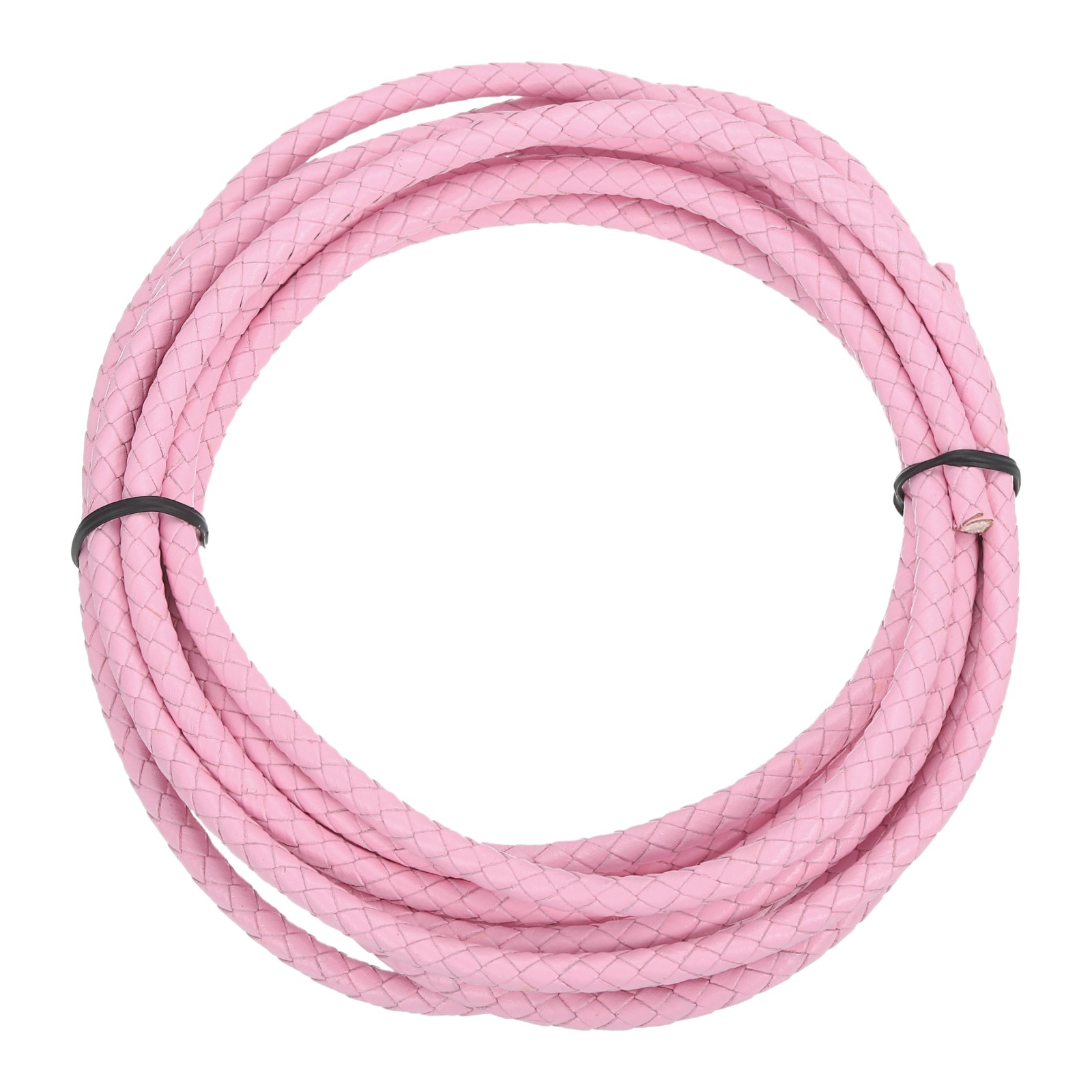 Braided Leather Cord, 5mm 3.3 Yard for Jewelry Making, Pink, 3 meters