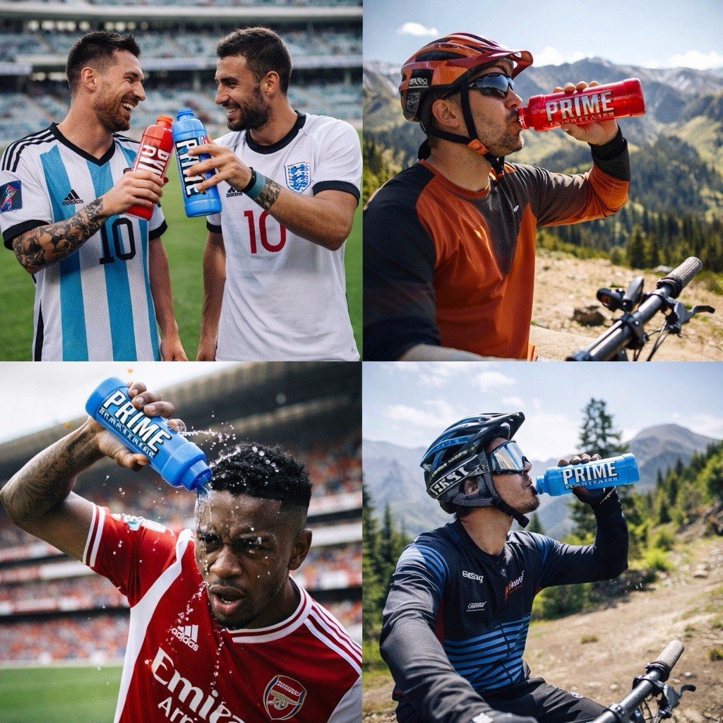 PRIME Hydration Sports Water Bottle Set 32oz Reusable – Red & Blue