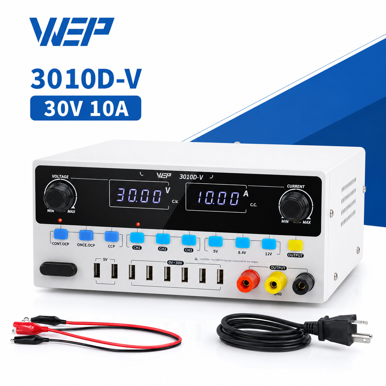 WEP 300W DC Adjustable 0-30/10A Lab Power Supply Variable Bench Switching