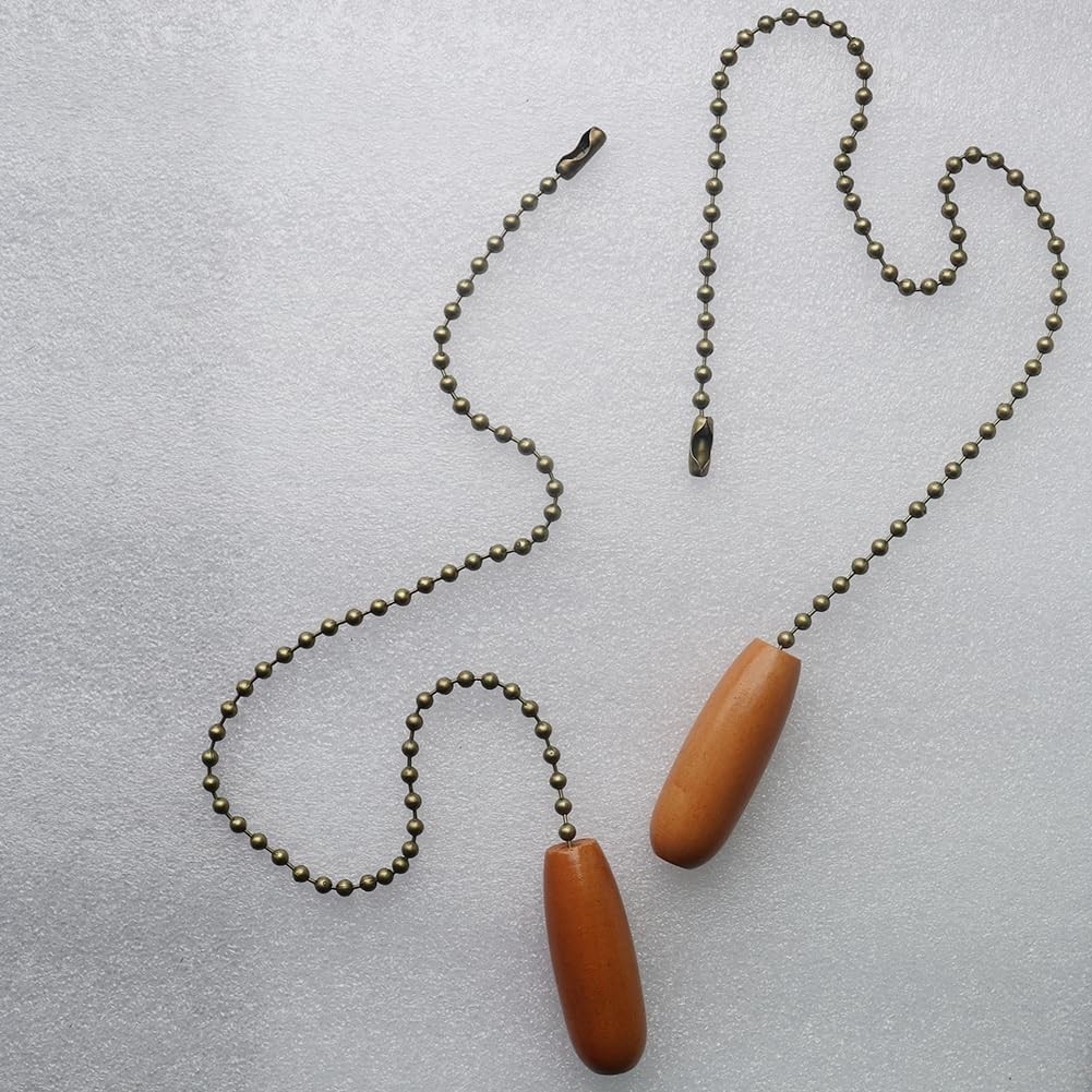 10 Pack 12-inch Ceiling Fan Pull Chain, Beaded Ball Chains Wooden Decorative ...