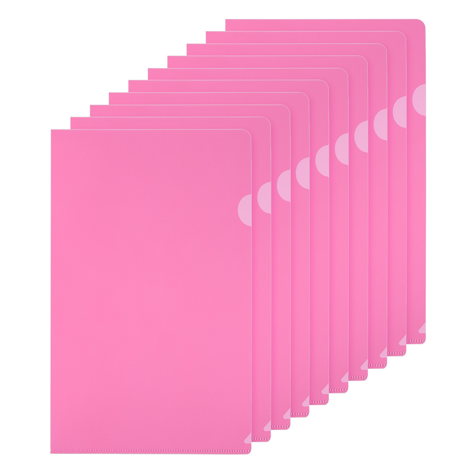 L Type Folders 50 Pack A4 Plastic File  Pockets Clear Jacket Sleeves Pink