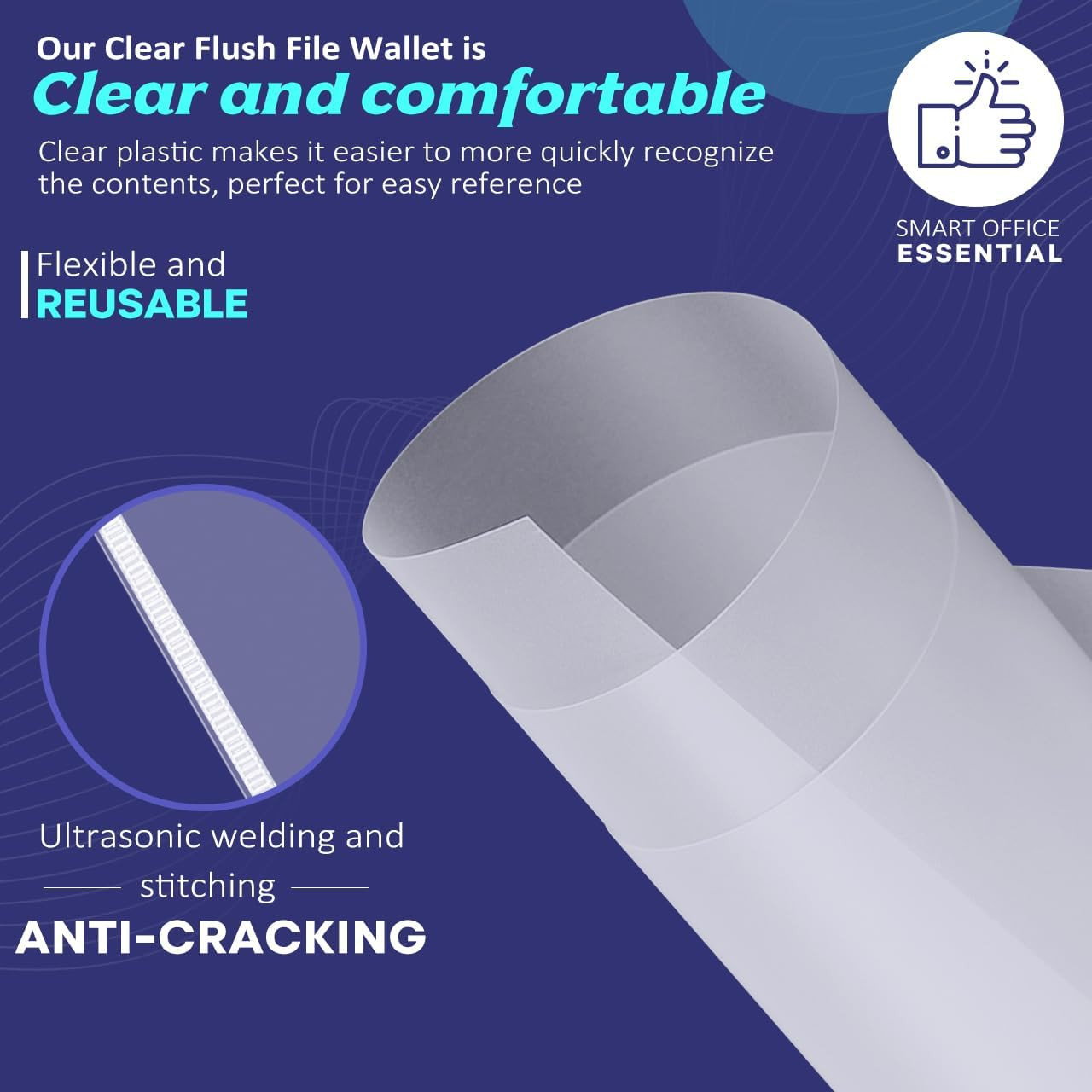 30 Pack Clear Document Folder Copy Safe Project Pocket L-Type Clear Plastic Fold