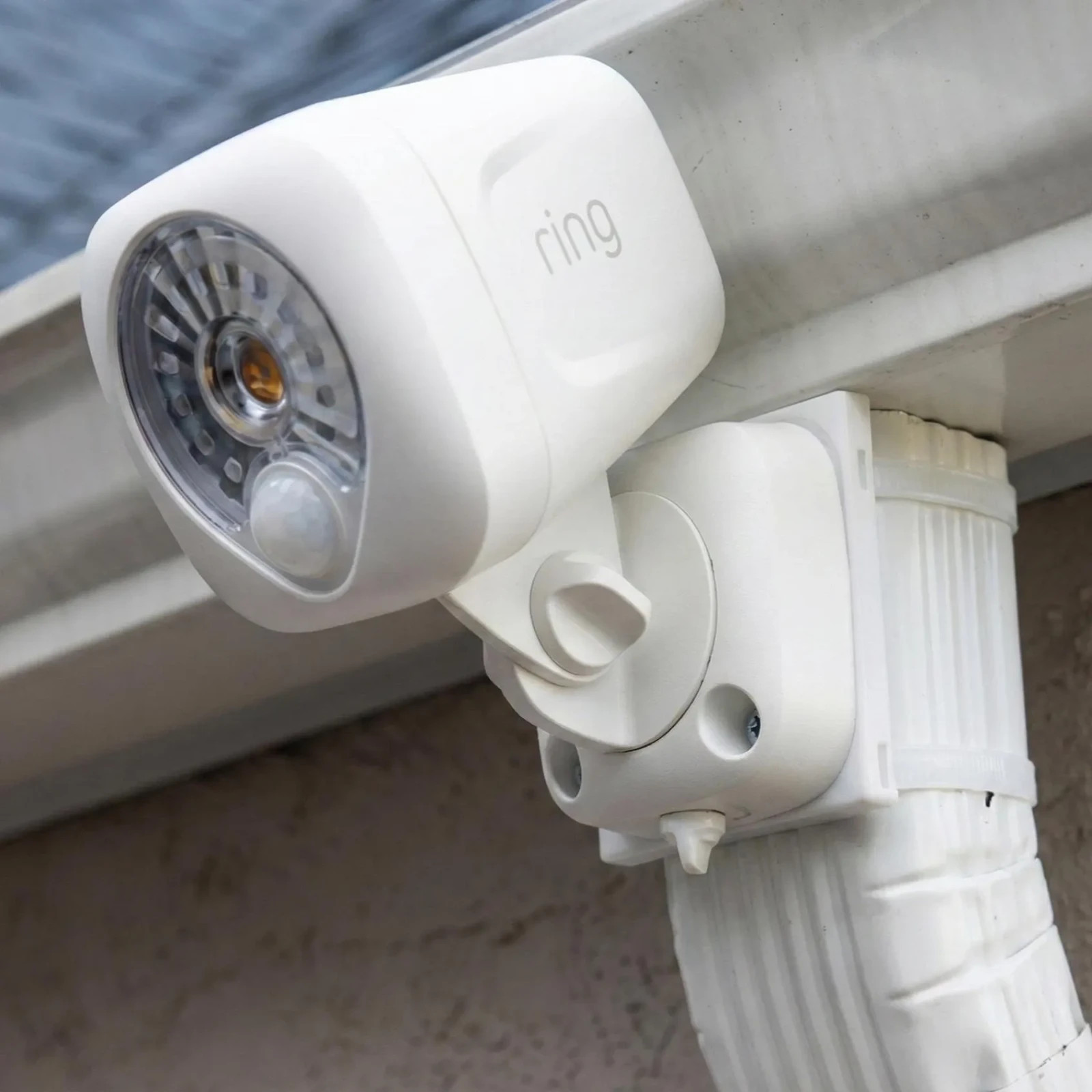 Downspout Mount Ring Spotlight - No Drill Outdoor Security Mount