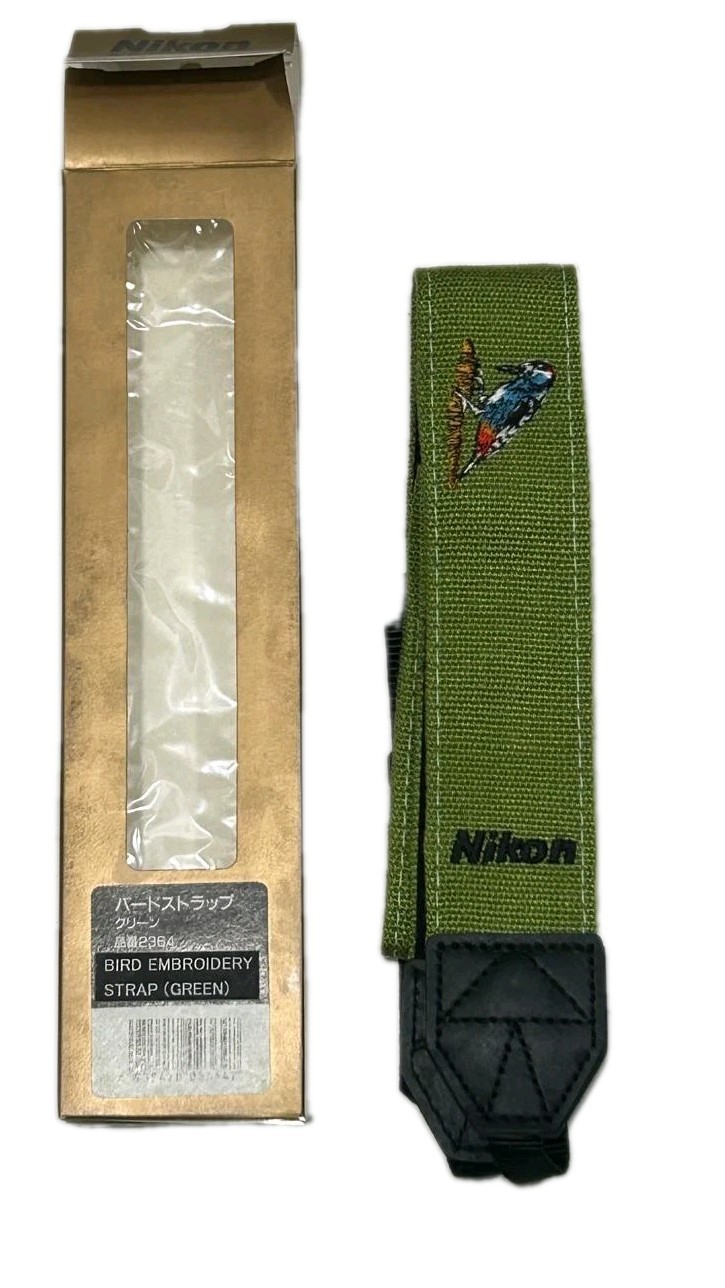 New Old Stock Nikon Professional Bird Embroidery Strap Green Color Collectible