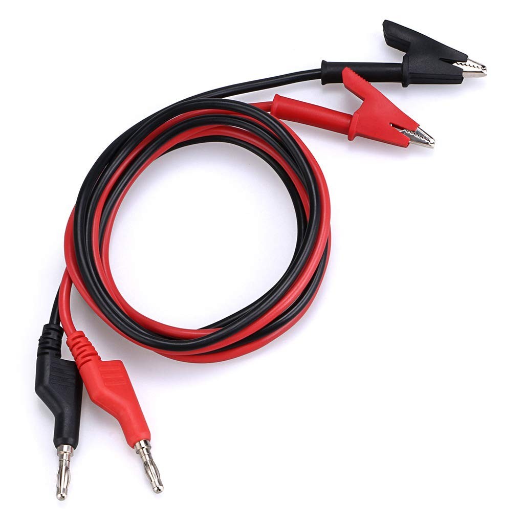 Multimeter Banana Plug to Crocodile Alligator Clip Probe, 2PCS 4mm Stackable...