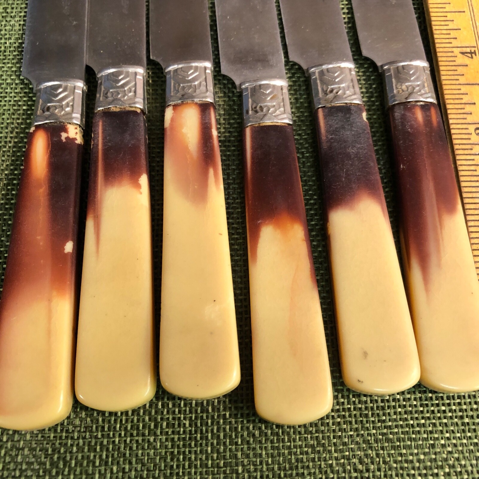 6-Inoxydable  knives with celluloid handle(587)
