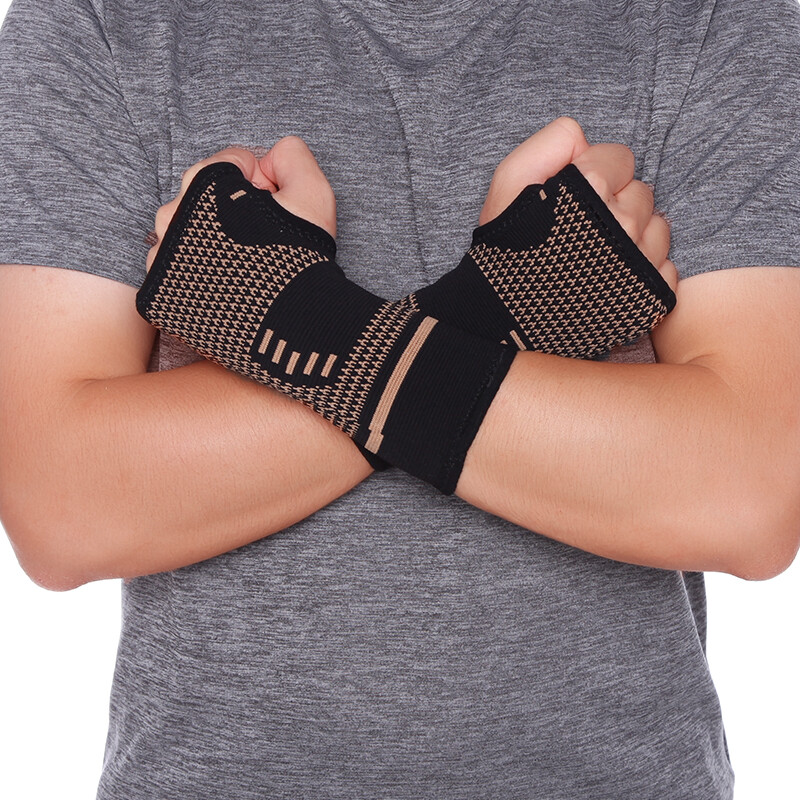Copper Wrist Support Brace Compression Sleeve Arthritis Carpal Tunnel Hand