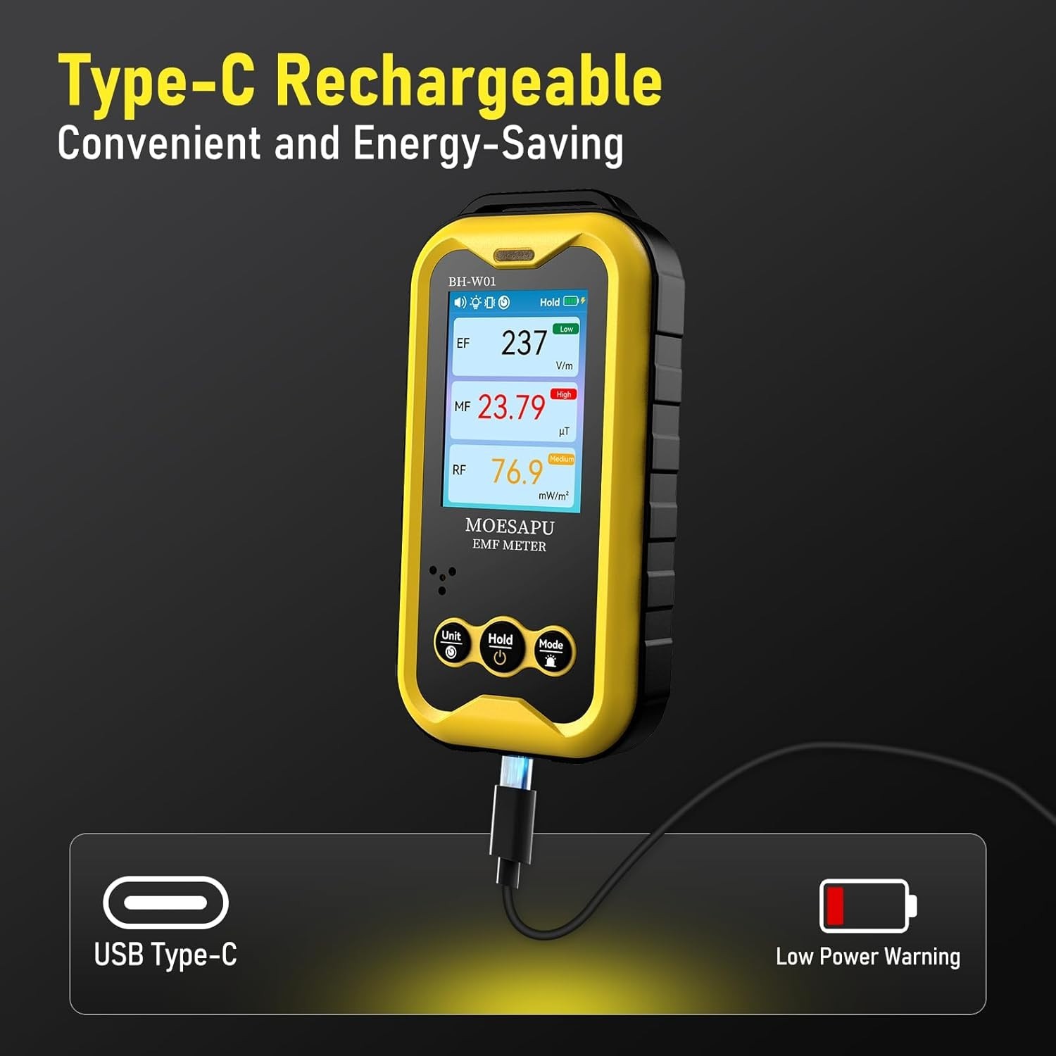 EMF Detector, 3-in-1 Portable Electromagnetic Field Radiation Detector, Elect...