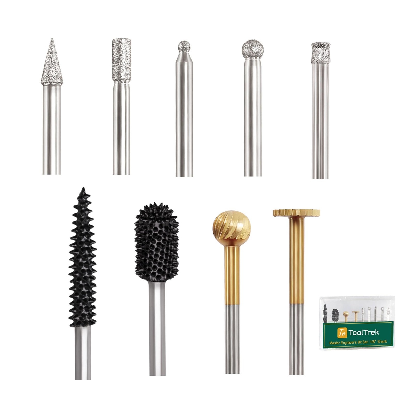 Rotary Burr Kits – Extreme Coarse, Diamond & HSS Burrs – 1/8” Shaft Wood Carv...