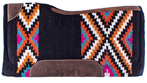 Showman 34" x 36" Turquoise, Orange, Mustard & Pink Memory Felt Bottom Saddle
