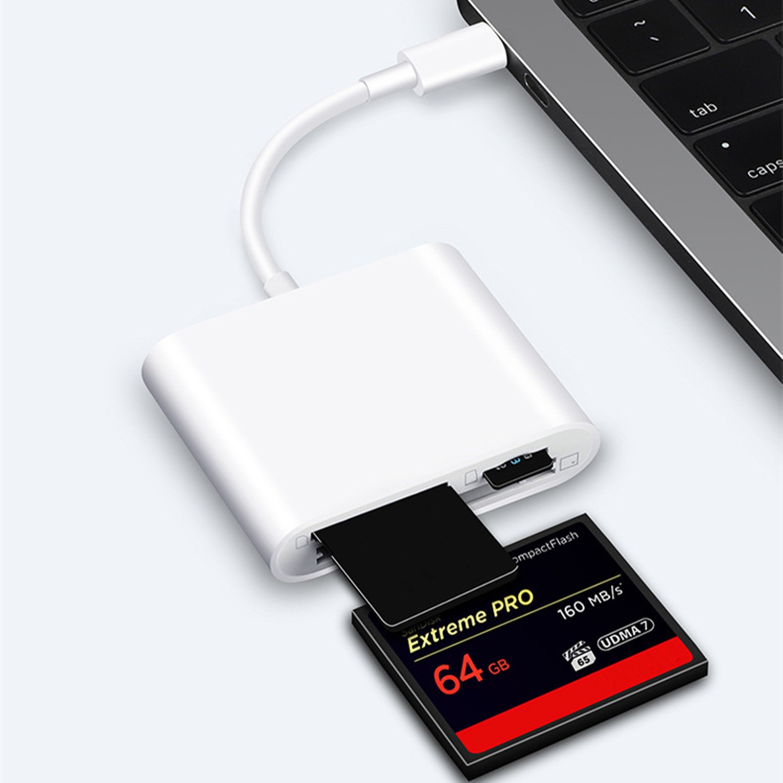 Type-C to CF SD MicroSD Card Reader Adapter Plug Play for Smartphone iPad Mac
