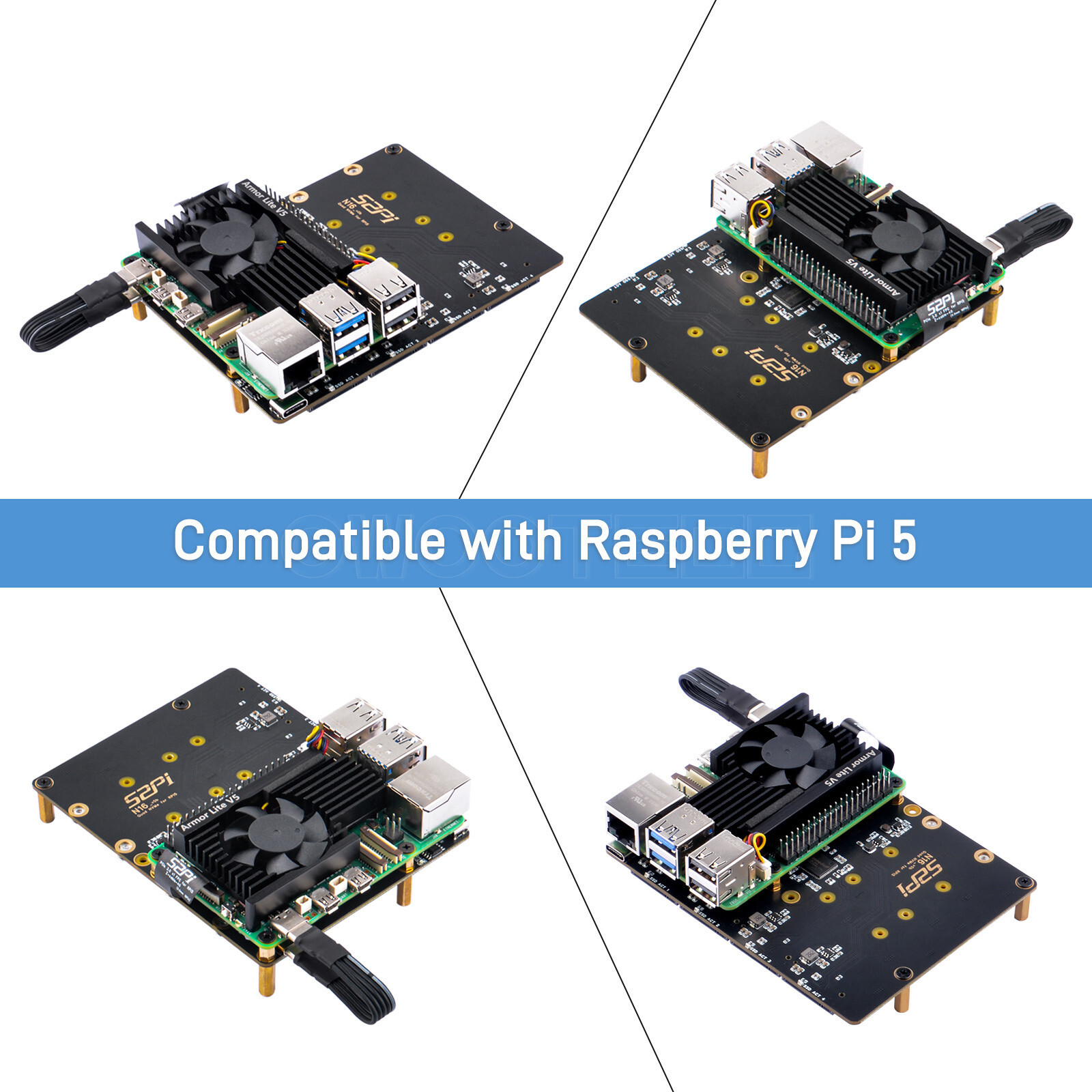 N16 Quad NVMe Expansion Adapter Board For Raspberry Pi 5
