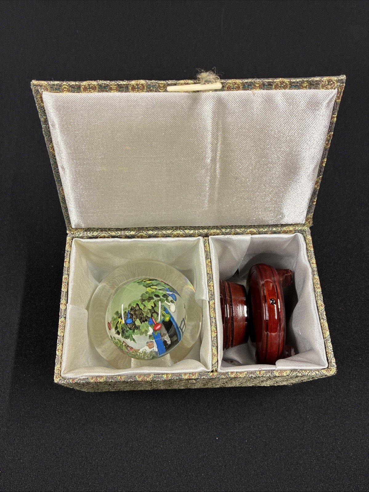 Reverse Painted Art Glass Globe “Greek”.