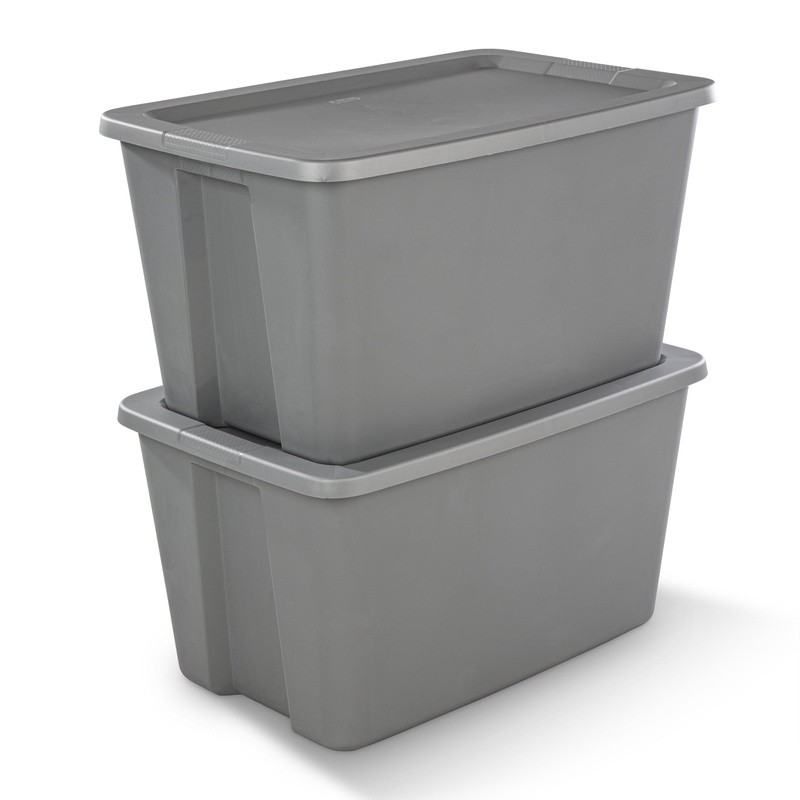 30 Gallon Stackable Plastic Storage Bin W/ Lid Integrated Handles Easy Carrying