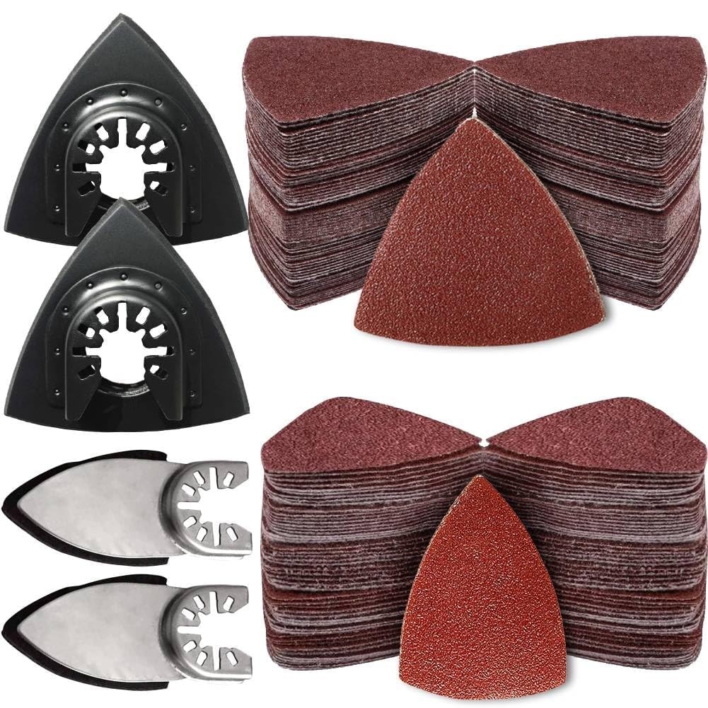 104Pcs Oscillating Multitool Sanding Pads Quick Release Sand 80mmx80mmx80mm