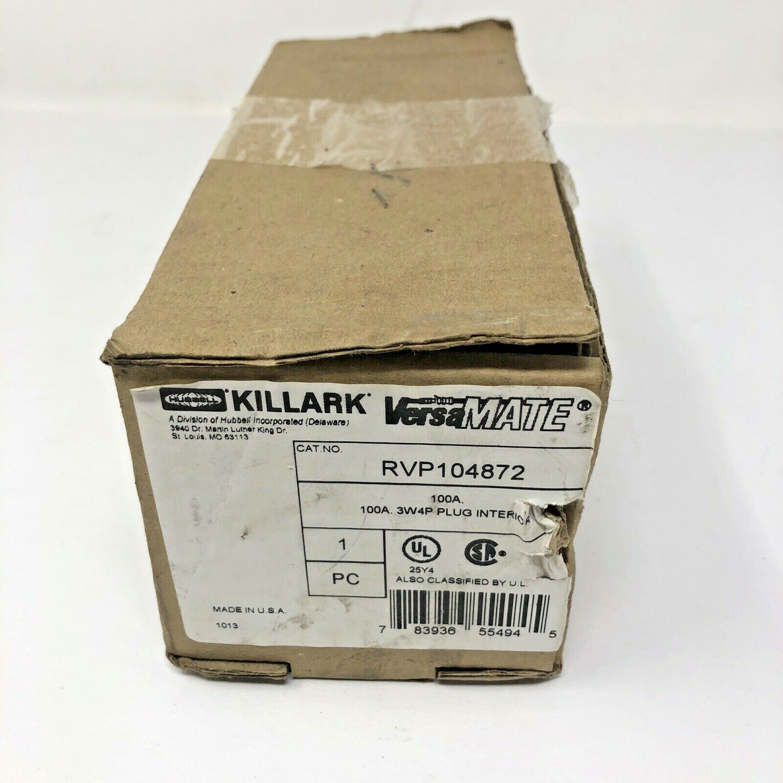 NEW Hubbell Killark RVP104872 VersaMate 100A 3W 4P Plug Interior