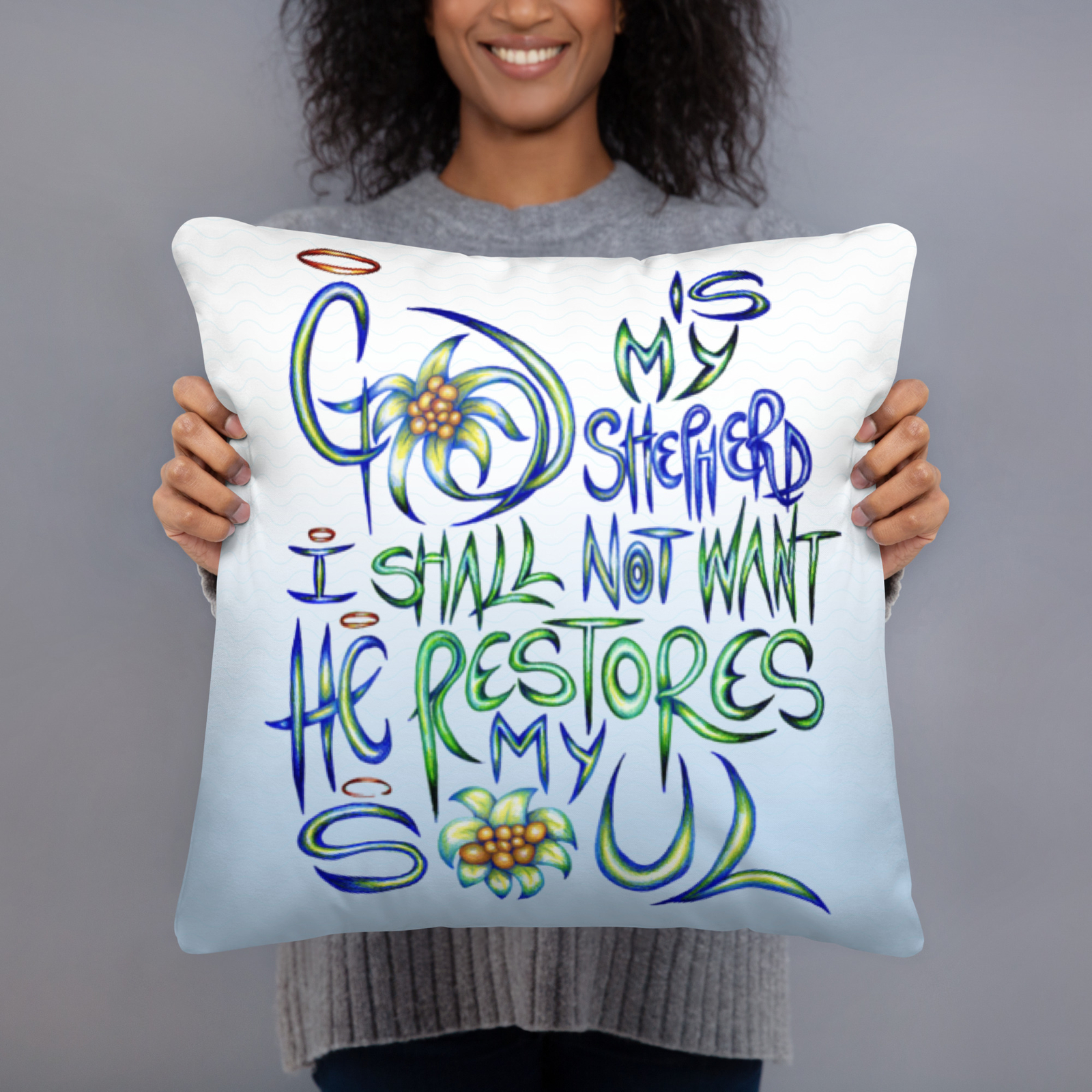 Psalm23 Edelweiss Christian Basic Pillow (Heavenly)