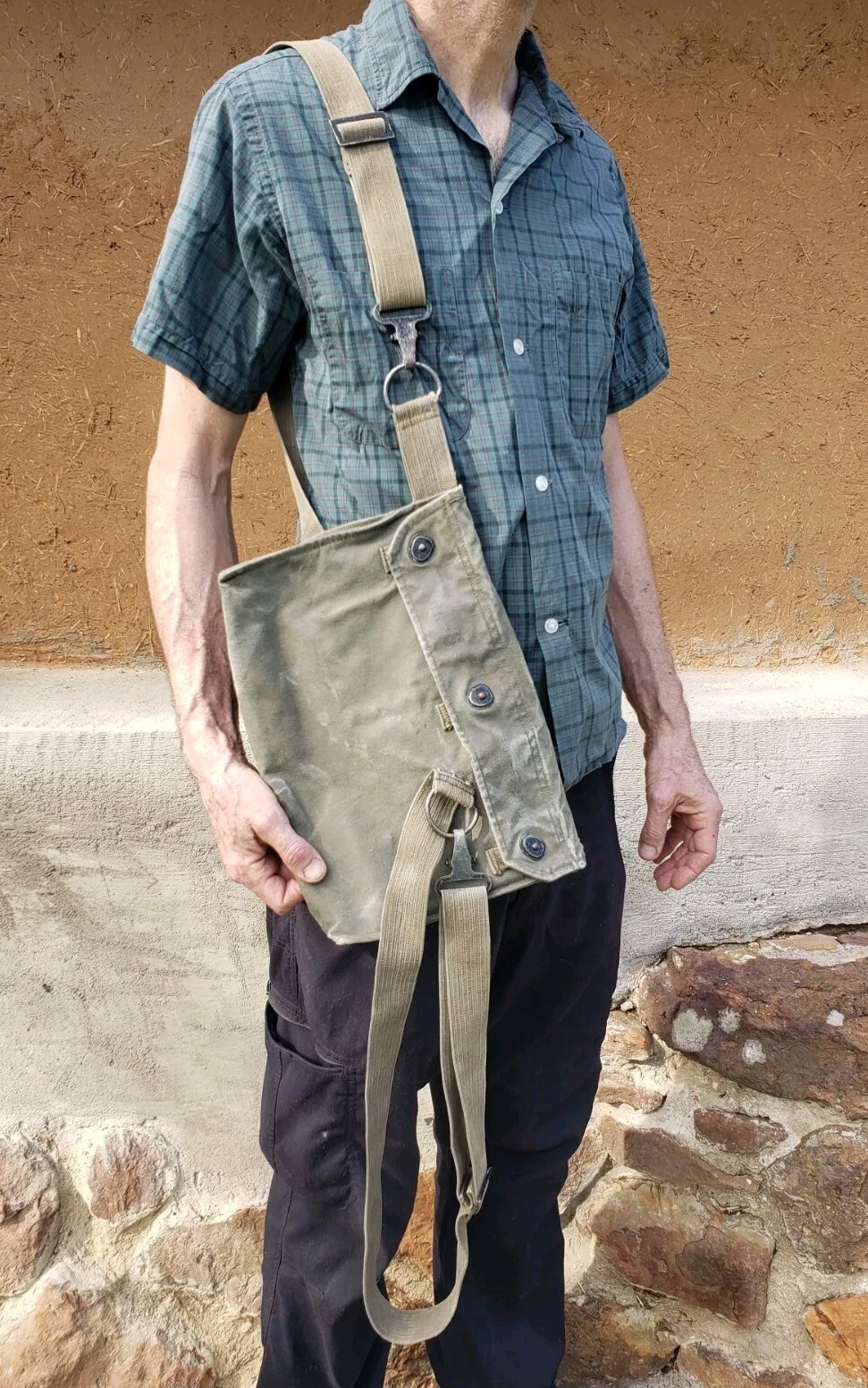 Vtg 60's Dated 1965? Military Gas Mask Bag / Daypack Hiking / Bag Only-No Mask