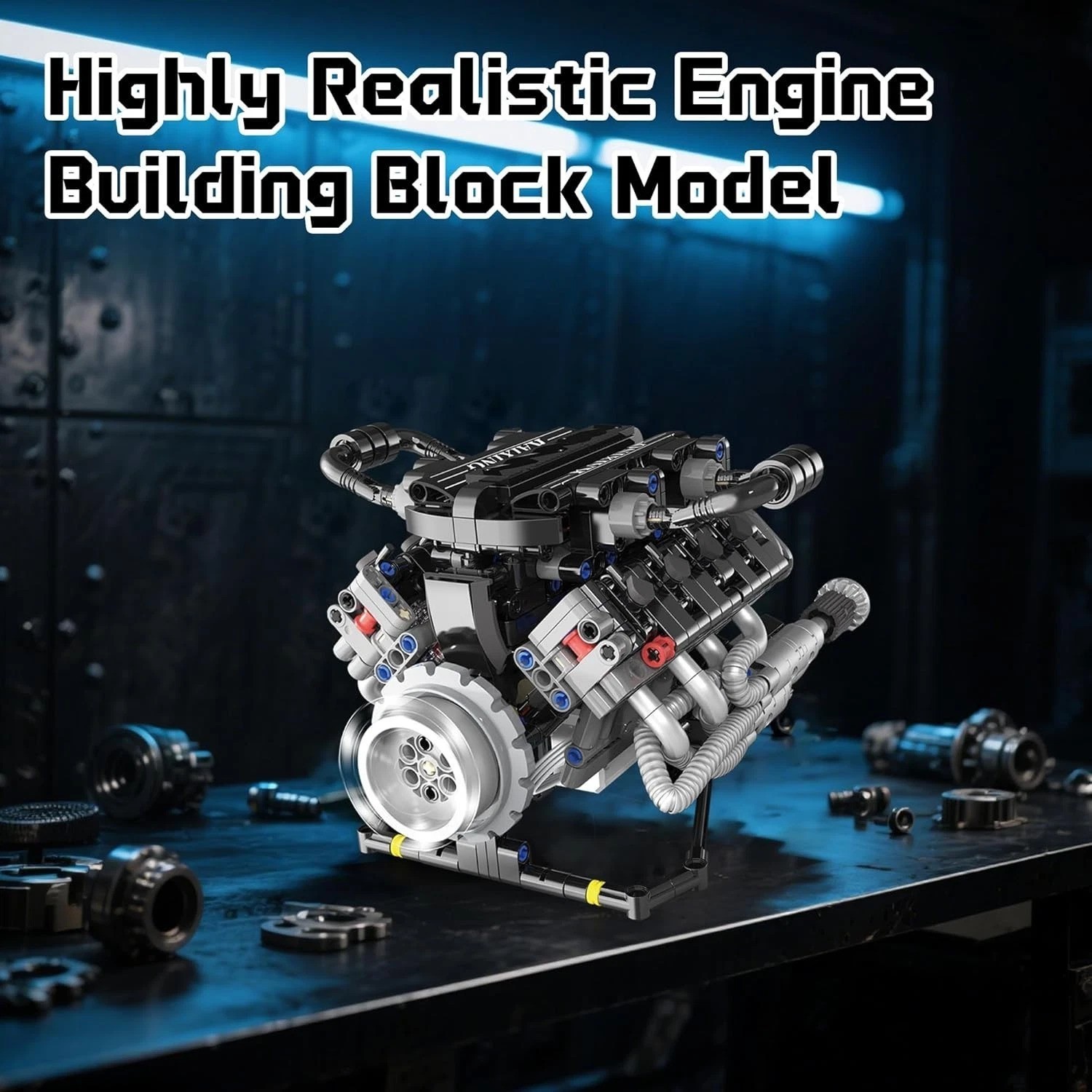 Collectible V8 Mini Engine Model Kit for Adults - Interactive STEM Building Set