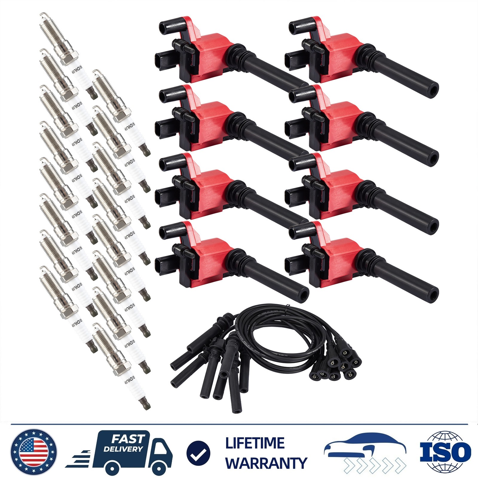 8PCS Ignition Coils & Spark Plugs & Wires For Dodge Ram 1500 5.7 HEMI 2003-2005