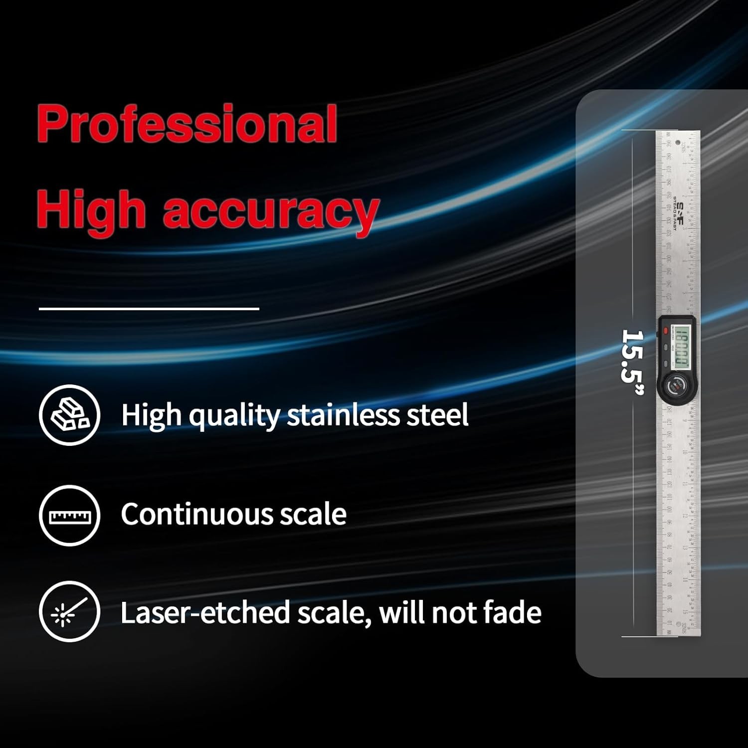 Digital Angle Finder Tool - 7 Inch Stainless Steel Protractor for Precision M...