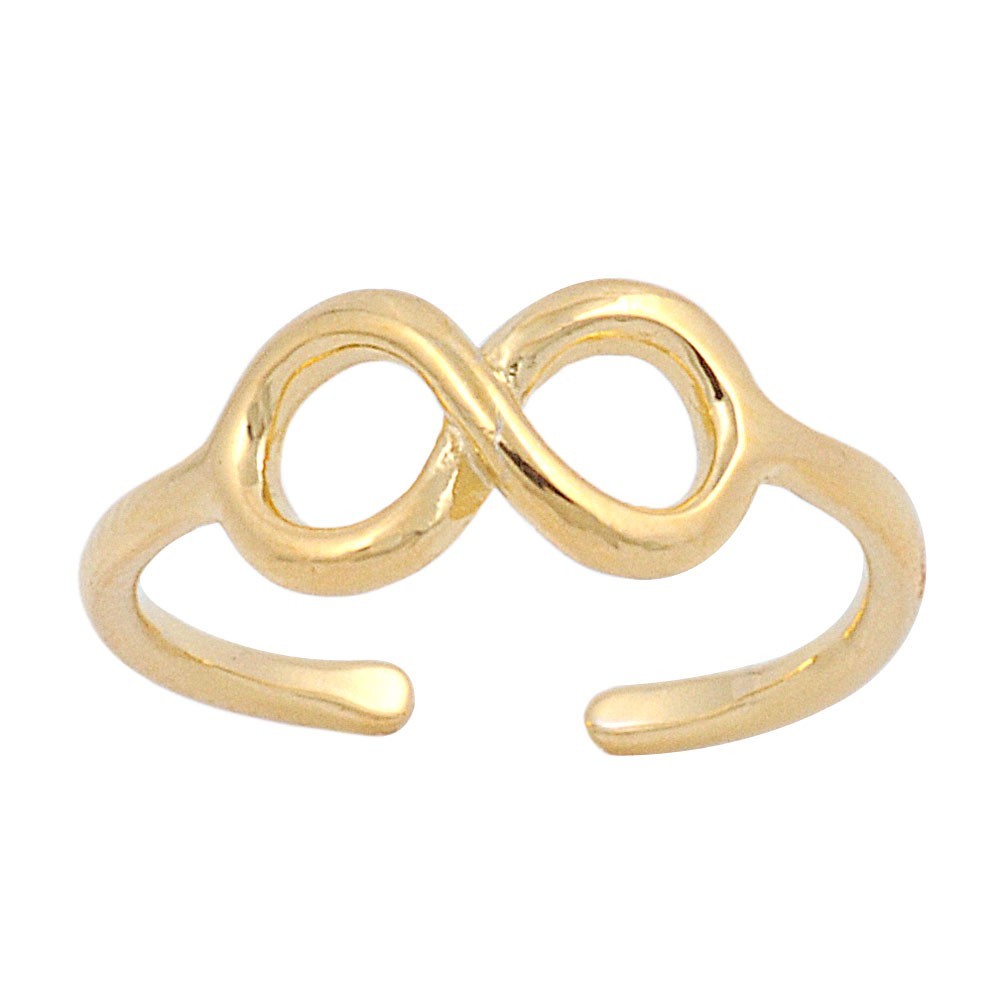 .925 Sterling Silver Infinity Knot Beach Yellow Gold Plated Toe Ring - Brand New