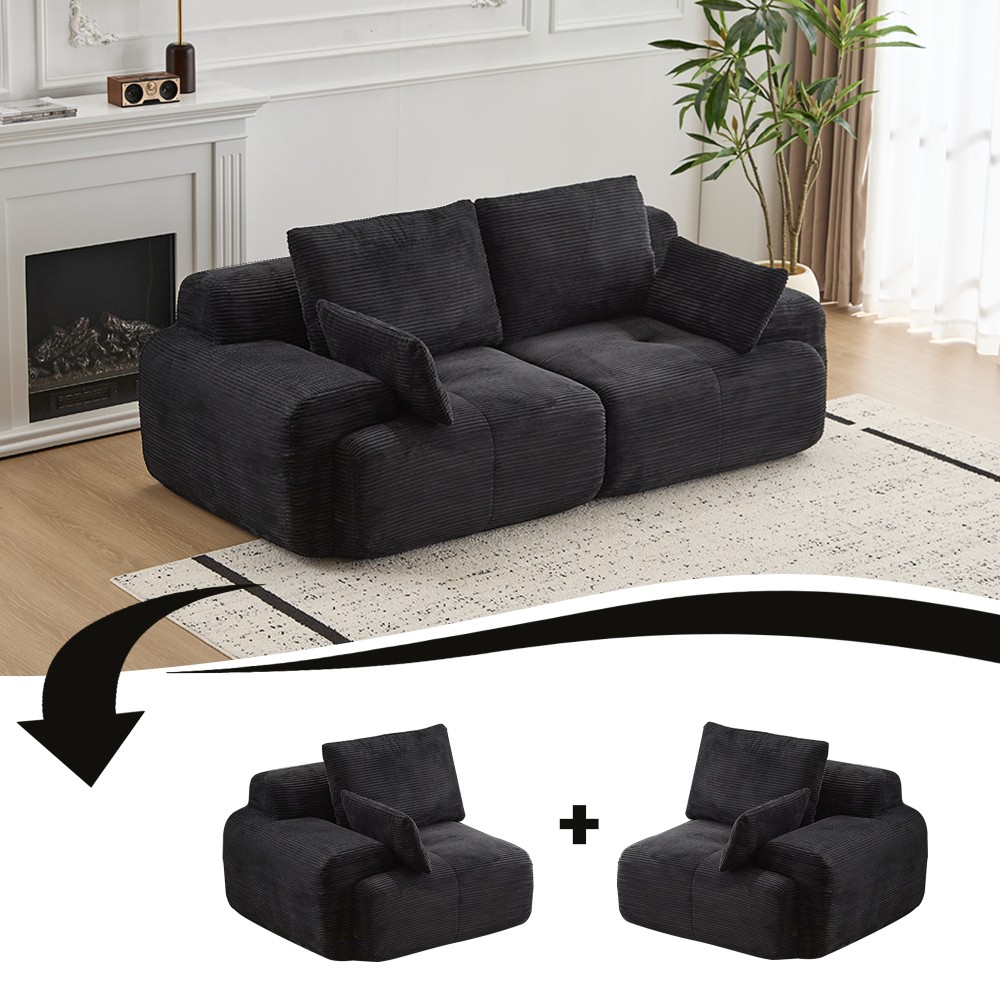 Cloud Modular Sectional Sofa 2-Seater Memory Foam Pet-Friendly Corduroy No Assm