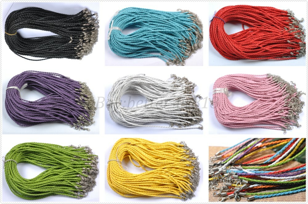 Real Leather Adjustable Braided Necklace Charms Findings String Cord 480MM