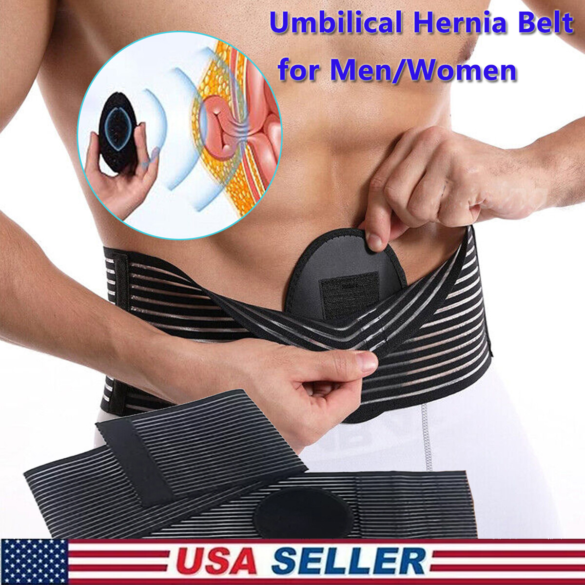 Umbilical Navel Hernia Belt Abdominal Support Binder with pad for Men & Women US