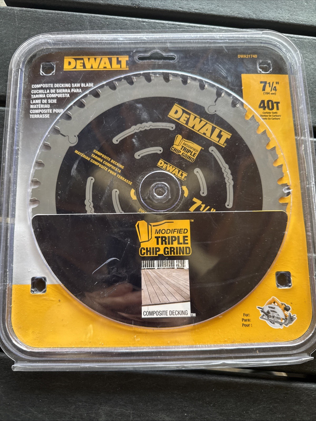 DEWALT Circular Saw Blade, 7 1/4 Inch, 40 Tooth, Composite Decking (DWA31740)
