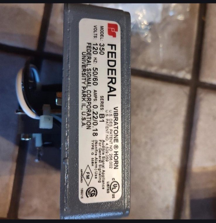 Federal Vibratone Horn Model 350 Series B1 120Volt