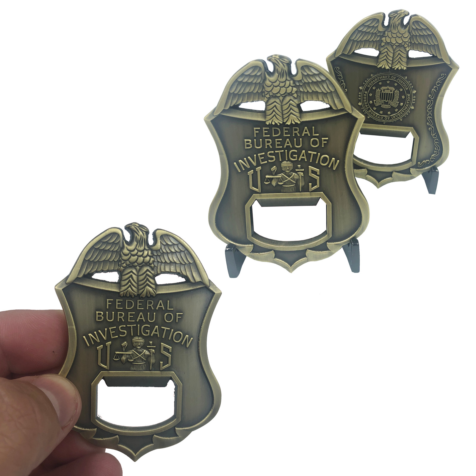JJ-006 FBI Special Agent Analyst Challenge Coin Bottle Opener