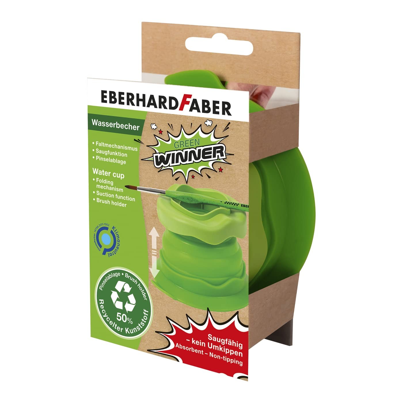 Eberhard Faber 579935 Winner Water Cup with Suction Function and Folding Mechani