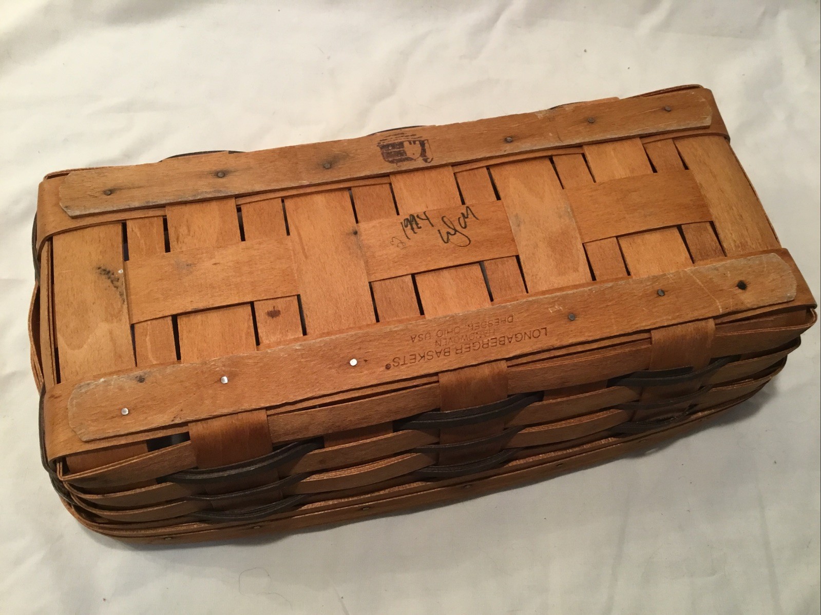 Longaberger Bread Basket 1994 Large Rectangle 14" L w/ Protector