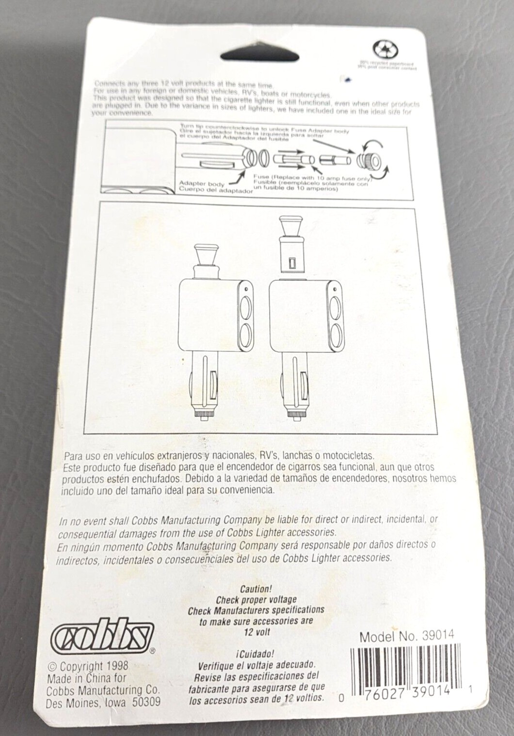 Auto Multi-Function Triple Socket With Lighter, New Open Package, Vintage
