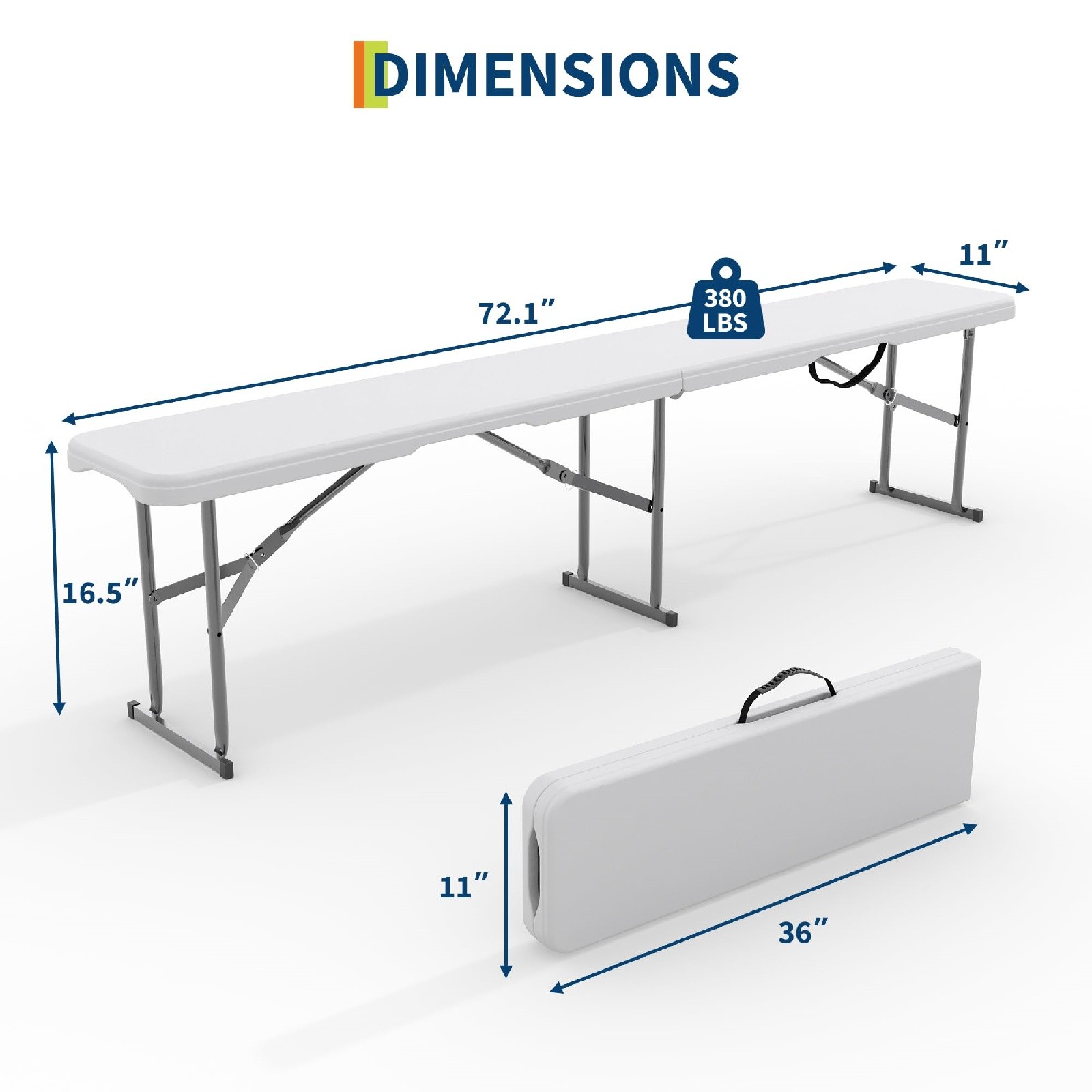 ✨2Pack Portable Folding Bench 6 Foot,Foldable Bench with Carrying Handle Camping