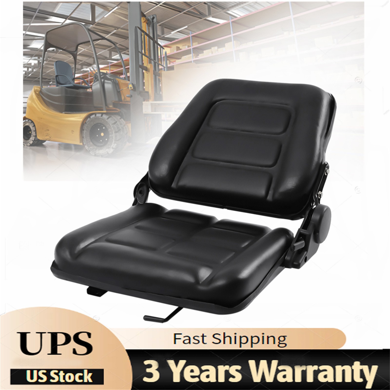 SUSPENSION FORKLIFT SEAT DRIVER SIDE TRUCK FORKLIFT TRACTOR BLACK